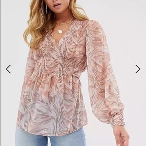 ASOS long sleeve v neck zebra top